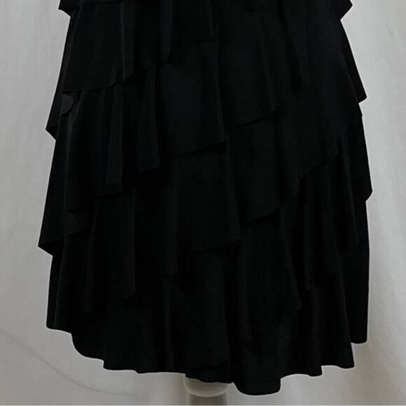 White House Black Market Ruffled Layered Party Event Black Dress NWOT Size S - Picture 7 of 11